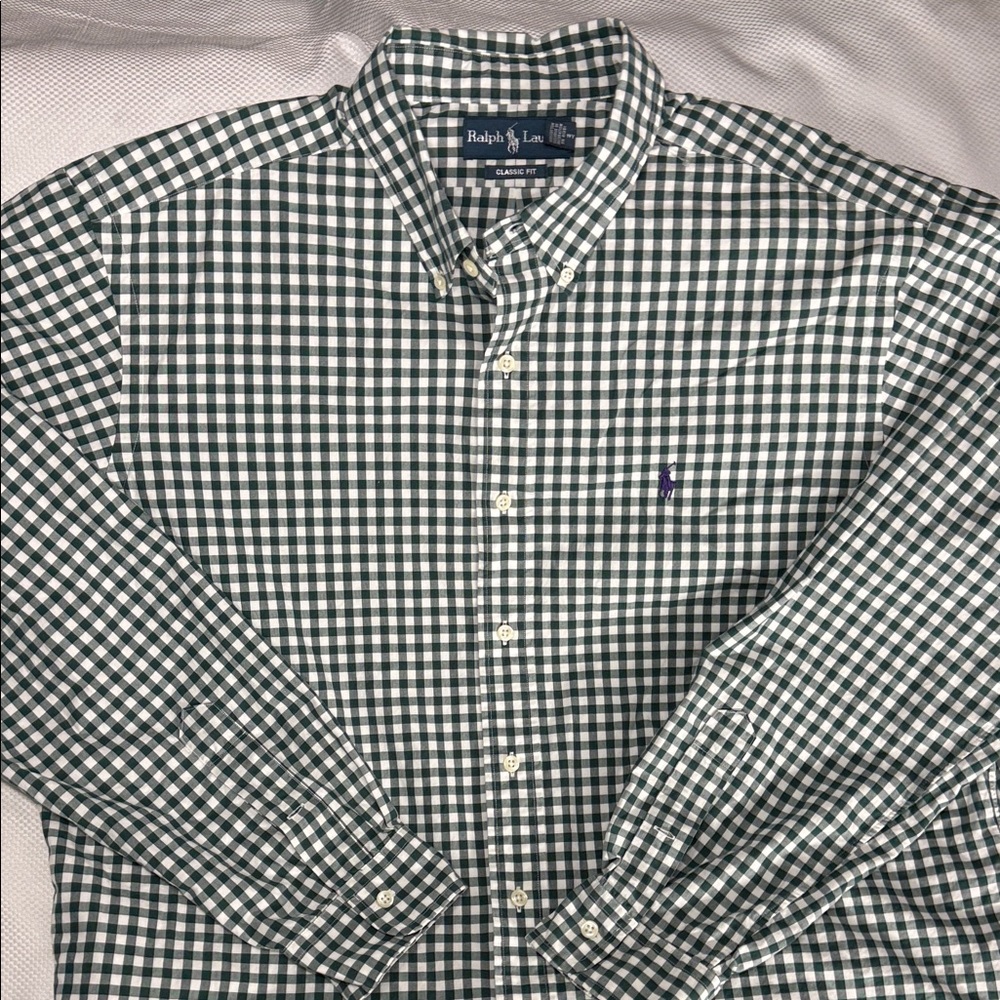 Ralph Lauren Men's Green Plaid Shirt- XL